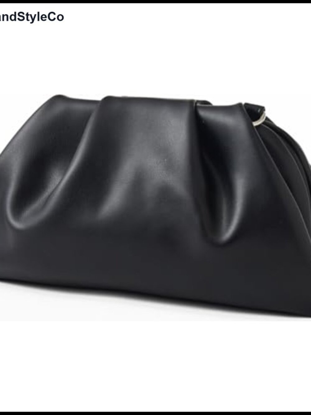 Metallic PU Leather Ruched Cloud Clutch with Detachable Gold Plated Chain Strap